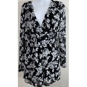 Love…Ady Black & White Floral Romper